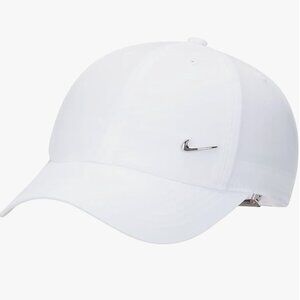 Nike Kids' Dri-FIT Club Unstructured Metal Swoosh Cap, White/Metallic Silver